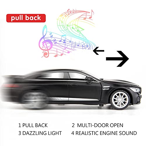 Image of BlackZone 1 /32 Mercedes AMG Benz GT63 Toy Car Metal Pull Back Diecast Car with Openable Door and Sound Light, Gifts Toys for Kids (Black)