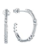 JO WISDOM pendientes aro de plata 925 mujer con circonita cúbica AAA,Pendientes de aro grandes de 25 mm