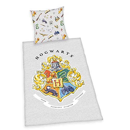 Herding Juego de Ropa de Cama de Harry Potter, Funda de Almohada de 80 x 80 cm, Funda nórdica de 135 x 200 cm, con Cremallera Suave, 100% algodón/Renforcé