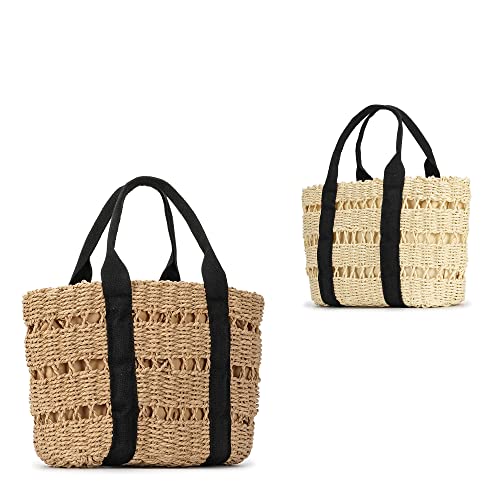 Herald Large Handmade Straw Tote Purses For Women, Summer Beach Natural Weaving Chic Woven Handbags Shoulder Bags (Brown) #TOP7