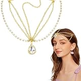 Chaîne de Tête Cristal Dorée pour Femme | Accessoire Cheveux Mariage Soirée | Bijoux Déesse Brillance | Tiare Chaîne Lumineuse | Élégant et Glamour
