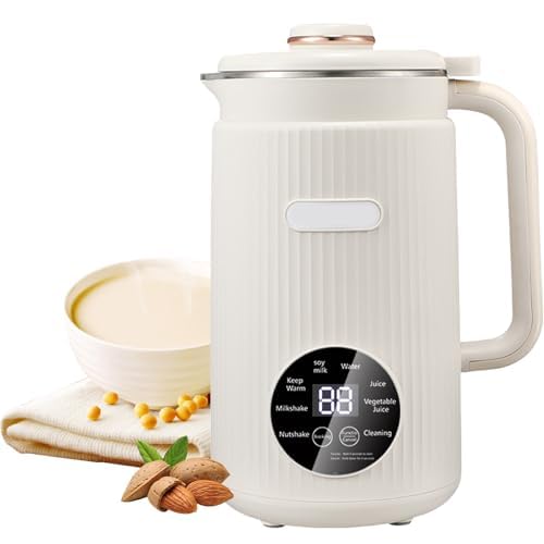 Sojamilchbereiter, 1,2L Nussmilchmaschine mit LED-Anzeige, 12H Timer, 9 Funktionen, Edelstahlklinge für Mandel- und Hafermilch