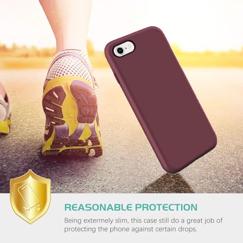 Image of VONZEE Back Cover Compatible for iPhone 7 /8 /SE /SE (3rd Gen) Liquid Silicone Gel Rubber Shockproof Candy Phone Cases Compatible for iPhone 7 /8 /SE /SE (3rd Gen) (Wine Red)