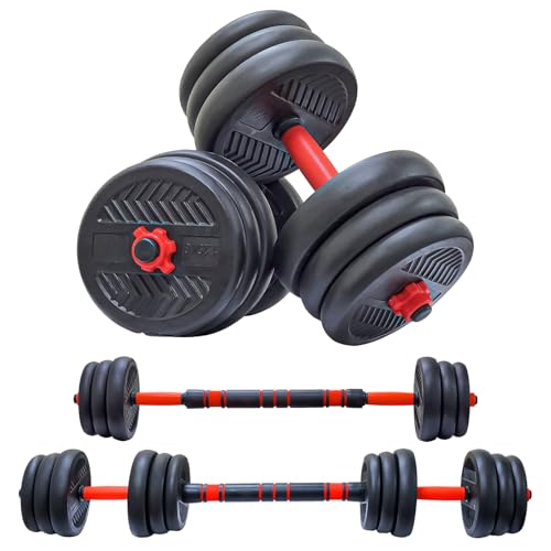 Allure Sphere Dumbbell Set Adjustable Weights Plates With Barbell 5Kg 7.5Kg 10Kg In Pair- Durable Training Set - Strength Training & Home Gym Workouts For Men & Women) (Black 10Kg)