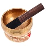COOLHIYA Tibetan Singing Bowl with Cushion and Mallet for Meditation Yoga, Copper Material, Light and Portable Sound Bowl for Relaxation and Pressure Relief