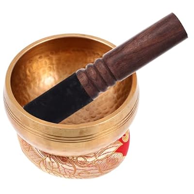 COOLHIYA Tibetan Singing Bowl with Cushion and Mallet for Meditation Yoga, Copper Material, Light and Portable Sound Bowl for Relaxation and Pressure Relief