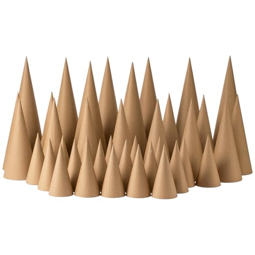 38PCS Paper Mache Cones Open Bottom Variety Pack