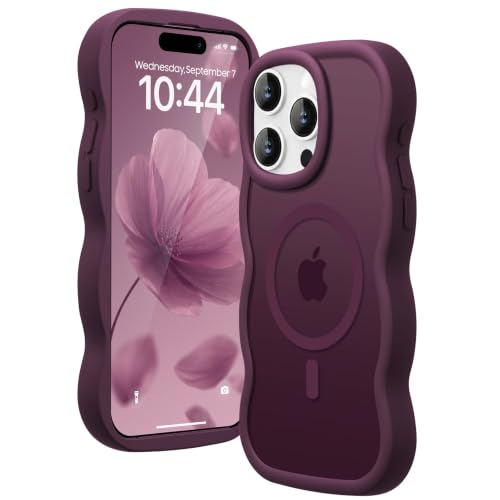 Image of Amzfield for iPhone 13 Pro Max Case for Magsafe Wavy Slim Cute, Cherry Red