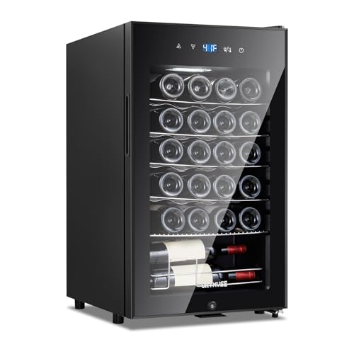 Image of ORYMUSE 24 Bottle Wine Cooler, Freestanding Compressor Wine Fridge with Lock, Slim & Narrow Wine Refrigerator (16.9 inch W), 41F-64F Digital Temperature Control for Red, White & Champagne - Black