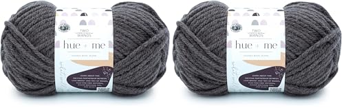 Image of Lion Brand Hue + Me Yarn for Knitting, Crocheting, and Crafting, Bulky and Thick, Soft Acrylic and Wool Yarn, Shadow, (2-Pack)