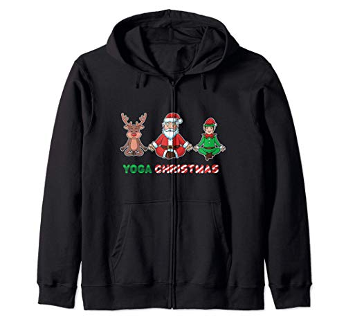Yoga Navidad Santa Squad Reno Elf Entrenamiento divertido Sudadera con Capucha