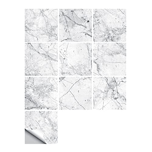 ROBAUN 10pcs Grey Gold Snowy Marble Tiles Sticker Kitchen Kitchen Baño Decoración del hogar Autoadhesivo Corte Dura Arte calcomanías de Pared (Color : MZ-2-348, Size : 20cmX20cmX1set)