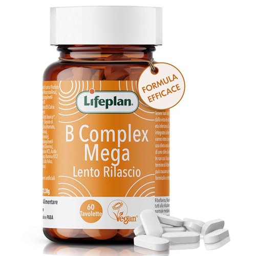 Lifeplan B Complex Mega Multivitaminico Completo con Vitamina B Complex Alto Dosaggio. Vitamina b12, Vitamina b 6, Vitamina b7, Acido Folico, Biotina, Riboflavina, Tiamina (60 Compresse)