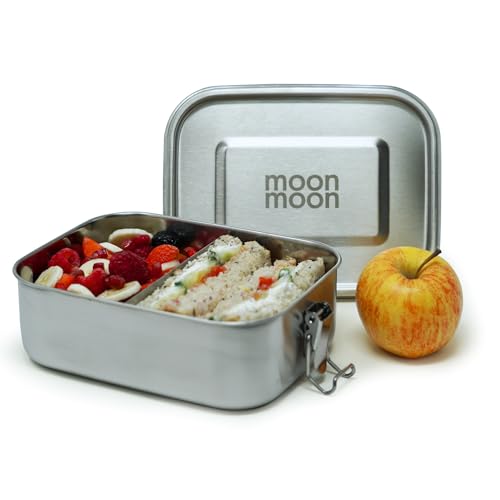 Moonmoon Stainless Steel Lunch Box (0.8 litres) | Metal Bento Lunch Box for Adults & Kids