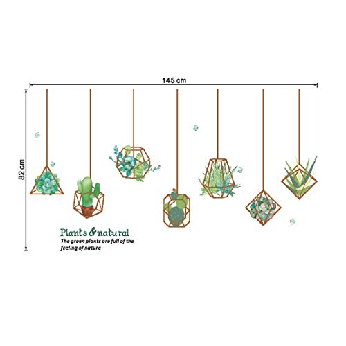 Hanging Geometric Plant Wall Decals Succulent Pot Wall Stickers Removable Art Murals For Bedroom Living Room Offices Classroom Decoration #TOP5