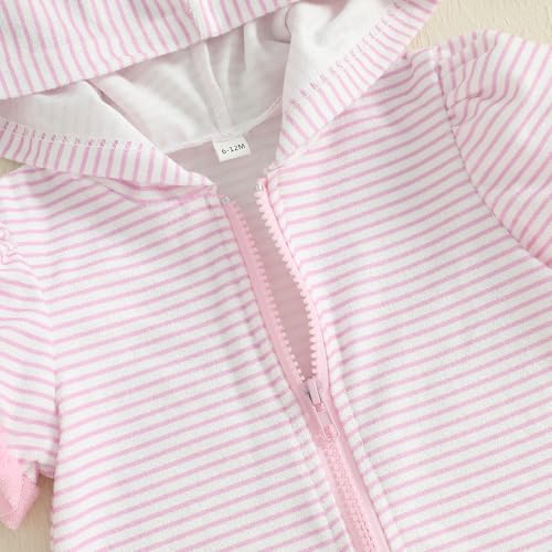 Girls Striped Swim Cover Up Beachwear Short Sleeve Zip Up Hooded Terry Swim Coverups One Piece Swimsuits Swimwear4