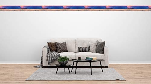 Dundee Deco Ddazbd9059 Peel And Stick Wallpaper Border - Nature Beige, Blue, Pink Footprints In Sand, Sunset Wall Border Retro Design, 15 Ft X 7 In (4.57M X 17.78Cm), Self Adhesive #TOP2