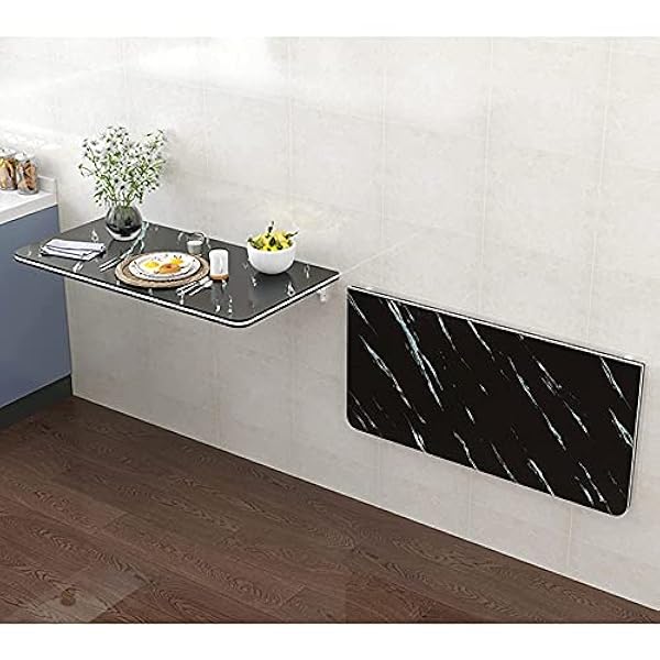 Zwarte opklapbare wandgemonteerde klaptafel, moderne en minimalistische wandgemonteerde klaptafel, multifunctionele wandgemonteerde bartafels, zwevend werkstation, laptopbureau (120x50cm/47x20in) (90x