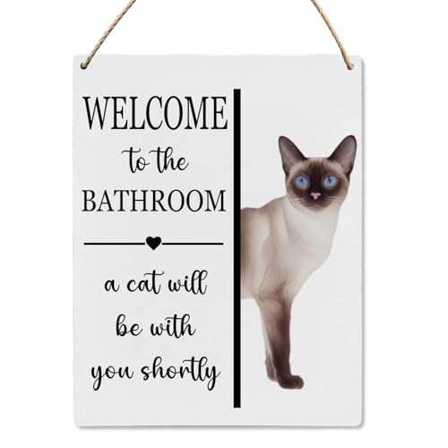 UYIKG Funny Bathroom Wall Decor Sign for Siamese Lover Cat