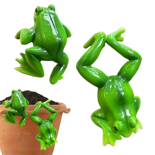Generico Statue Da Giardino Rane - Decorazione Vaso Animali - Decorazione Carina Con Vaso Per Piante, Set Di 2 Per Balcone, Terrazzo, Cortile, Giardino, Scrivania, Ringhiera E Libreria