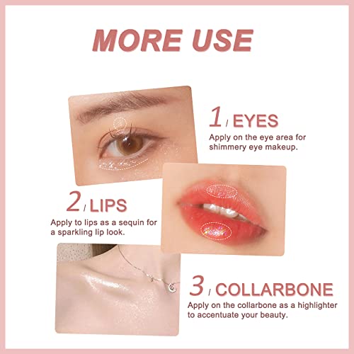 Erinde Liquid Glitter Eyeshadow, Under Eye Shadow Bling, Pigmented, Long Lasting, Quick Drying, Easy To Apply, Loose Glitter Glue For Crystals Korean Eye Makeup, 02# #TOP5