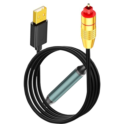 MISYNLON USB to Optical Audio Adapter Cable, Unidirectional USB A Male to SPDIF Port Converter Connection Cord Compatible with PS5, PC, Laptop, Sound Bars Windows10/11-2M/78in