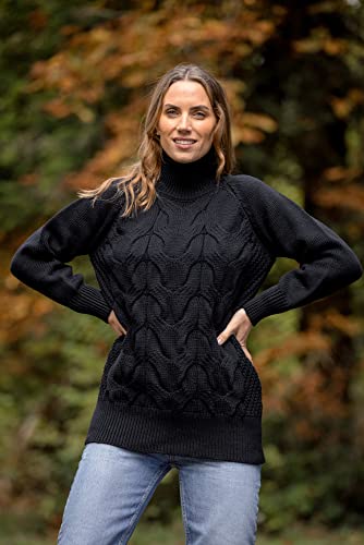 Aran Crafts Irish Cable Knitted Chunky Sweater, 100% Super Soft Wool, Authentic & Traditional, Classic Fisherman Sweater-Style Knit, Made In Ireland, R5108-Xl-Bla #TOP4