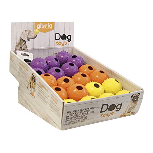Image of Dog ball - ball round rope with GLORIA - 7 cm x 30 cm long - Ball flexible and tough - dog toys - rubber ball - Assorted Color