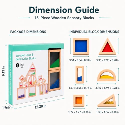 Image of 15-Piece Rainbow Sensory Wooden Building Blocks, Stacking Toys for Toddlers
