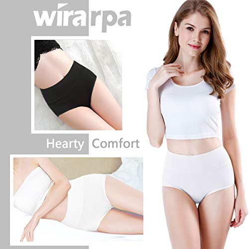 Image of wirarpa Women's Cotton Underwear High Waist Full Coverage Brief Panty Multipack