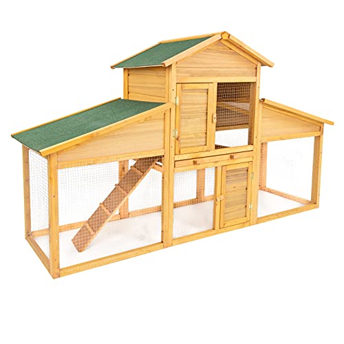 MaxxPet Kaninchenstall aus Holz - Hühnerstall - Kleintierhaus - Hühnerhaus - Hühnervoliere - Hamsterkäfig - 175x57x110…