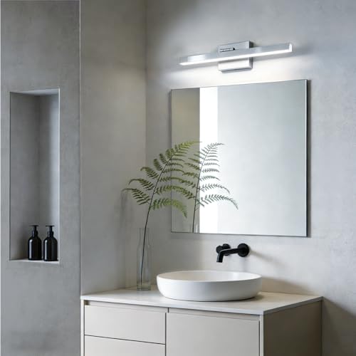 Image of IZORRO Modern Bathroom Vanity Light 16 inch, Rotatable, 12W Dimmable Led Bathroom Light Fixture Over Mirror, Chrome Vanity Light Bar (Cool White 6000K)