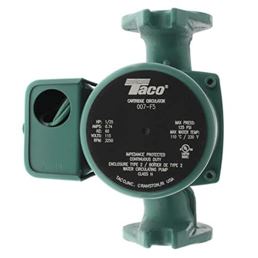 Taco 007-F5 Cast Iron Circulator, 1/25 HP Pump with Universal Pump Flange Gaskets and Wire Gland, Green