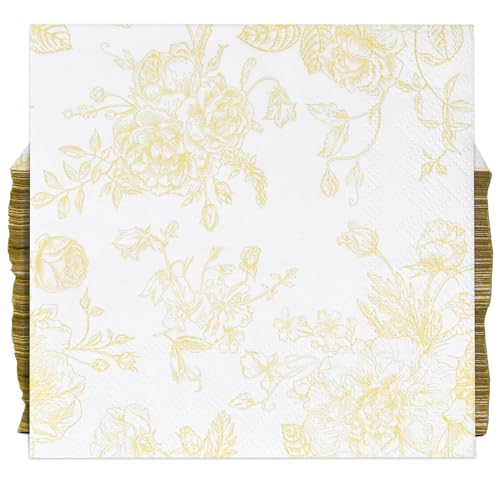 Gift Boutique Yellow Floral Cocktail Napkins 100 Pack Spring Beverage Party