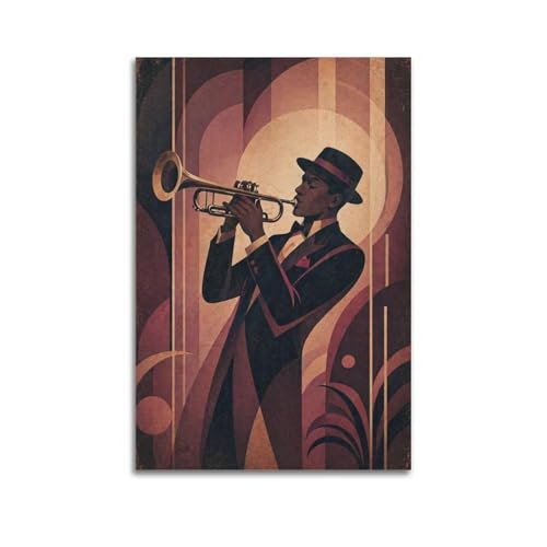 Poster saxophone jazz du milieu du siècle OKNGB affiche murale moderne chambre 50x75cm