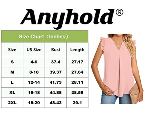 Anyhold Women 2023 Summer V Neck Chiffon Blouse Ruffle Cap Sleeveless Tops Loose Casual Flowy Cute Shirt 2X-Large, Rf-Royal Blue #TOP5