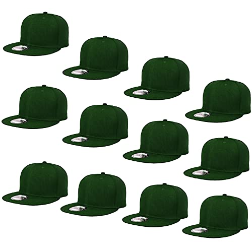 Image of Falari Wholesale 12 Pack Snapback Hat Cap Hip Hop Style Flat Bill Blank Solid Color Adjustable Size