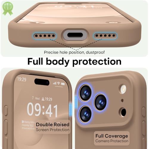 Image of LOVE 3000 Designed for iPhone 17 Pro Max Case, Premium Silicone [Compatible with Magsafe][Soft Anti-Scratch Microfiber Lining] Shockproof Protective Phone Case for Men Women 6.9 inch, Light Brown