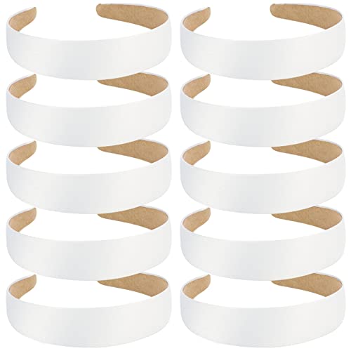 Wecoe 10 Pack White Satin Headbands