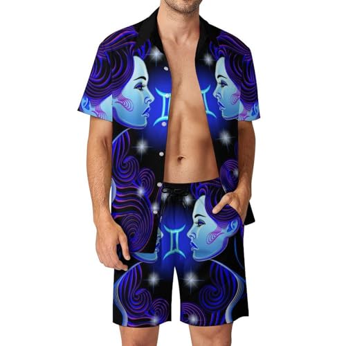 Chemise Hawaïenne Homme Ensemble Anti Chaleur avec Short et Pantalon de Plage Fluide S