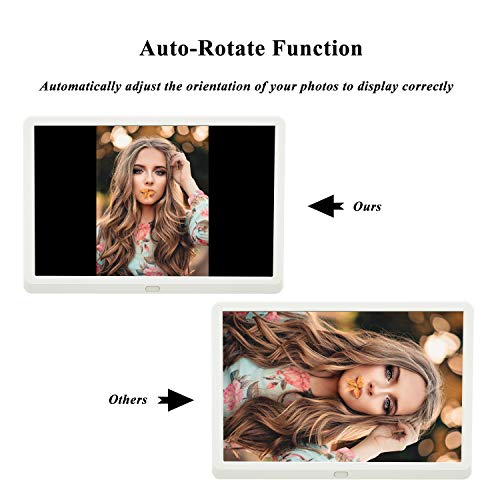Digital Picture Frame 10 Inch 1920x1080 HD 16:9 IPS Screen Include 32GB SD Card, 1080P Video Frame, Photo Preview & Auto Rotate, Background Music, Auto Turn On/Off, Auto Play, Calendar, Alarm Clock