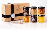 Tesela Natura - Pack degustación miel pura de abejas y polen. Lotes gourmet para regalar, detalles para invitados, cesta navidad, lotes para invitados (Pack Teselitas miel, Multi)