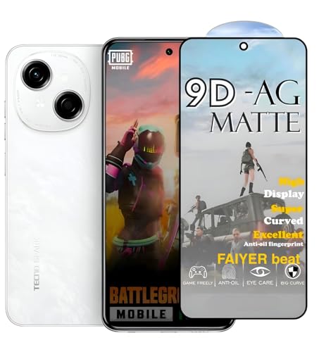 Image of Premium Tempered Glass for TECNO SPARK GO 1 (matte finish glass, Pack of 1) Full Screen Coverage gaming matte Screen Protector Guard (TECNO SPARK GO 1)