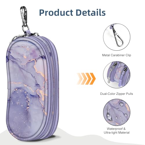 Image of FINTIE Double Sunglasses Case, Soft Portable Eyeglasses Pouch with Carabiner Clip, Dual Zipper Compartments for Men Women
