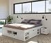 Produktbild Inter Link - Funktionsbett - Bett mit Schubladen - Doppelbett 180 x 200 cm - 2 Große und 4 kleine Schubladen - Nachtkommode - Kiefer massivholz - Inkl Lattenrost - Weiß lackiert - Till