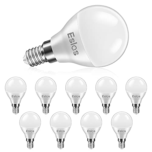 Eslas E14 LED Lampe G45, 6W LED Birne E14 Warmweiss 3000K, 600Lm, 60 Watt ersetzt, P45 Globe Leuchtmittel E14, Nicht-dimmbar, 10er Pack