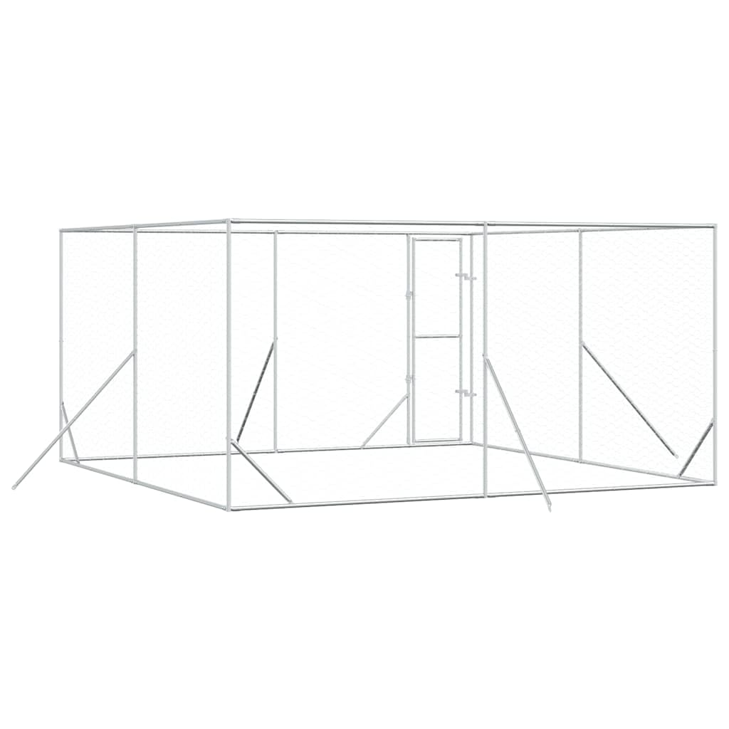 Perrera para perros al aire libre, 4 x 4 x 2 m, acero galvanizado, caño para cachorros, parque al aire libre, jaula, cercado para animales, cercado para perros, resistente a la intemperie, al