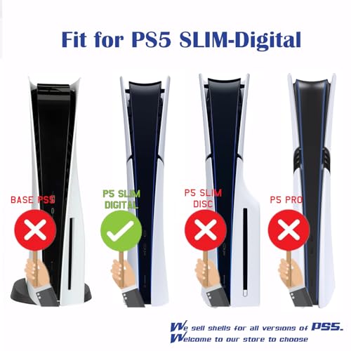 PEYANZ Faceplate Cover Compatible with PlayStation 5 Slim (Digital Edition) - Protective ABS Shell, Scratch-Resistant Matte Surface, Includes 2 Silicone Covers by PEYANZ - Image 4