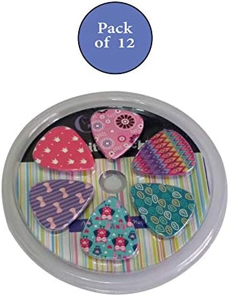 Girly Guitar Picks Set - Medium Celluloid 12-pack - Unique Colorful Designs - Best Gifts for Girls Kids Teens Daughter Granddaughter Women - Thanksgiving Christmas New Year Holidays Presents