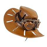 MYAYD Handmade Brown PU leather Hat Costume Accessory Prop for Caesar Zeppeli Cosplay from STEEL BALL RUN (Light brown)
